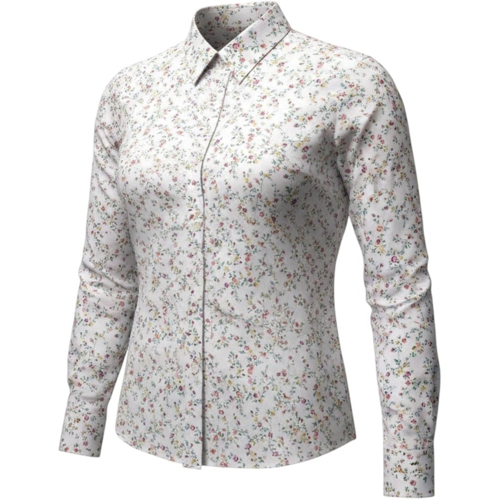 Cabin Creek Pink Floral cottage granny button Down Shirt Womens 10 Long Sleeve